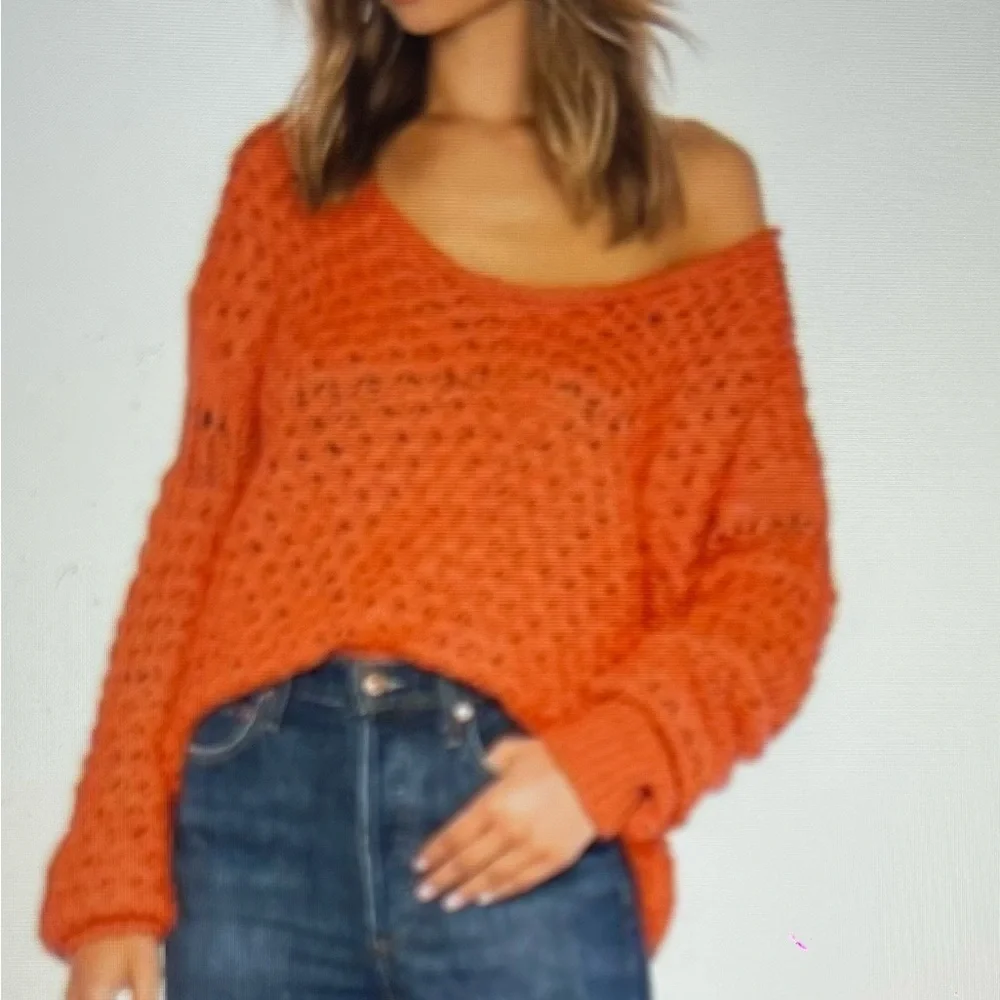 NEW FREE PEOPLE SIZE XS but fits small Medium or large beautiful Orange Color - Picture 2 of 8
